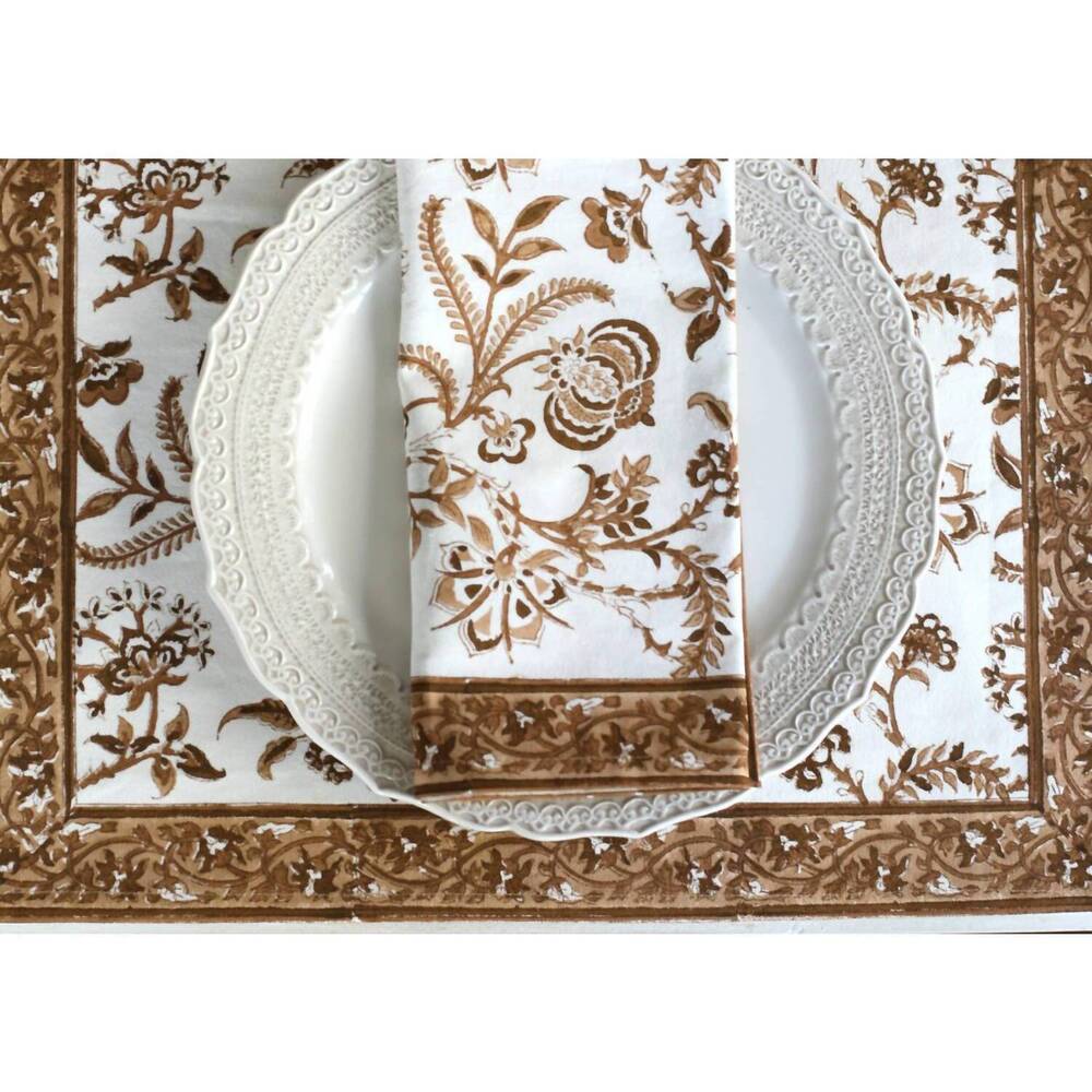NEW PACIFIC & ROSE TEXTILES lilibet mocha dinner napkins — set of four in brown/
